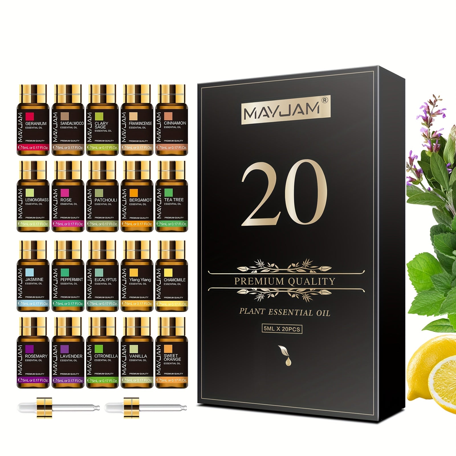 Set of 20 Essential Oils (5ml each)